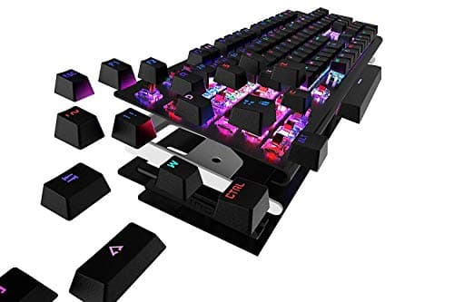ETROBOT Mechanical Gaming Keyboard with MX Blue Switches, RGB LED Backlit and Exclusive Side Light, USB Wired Game Keyboard with Heavy Duty Aluminum Chassis, Spill-Resistant for PC Game image