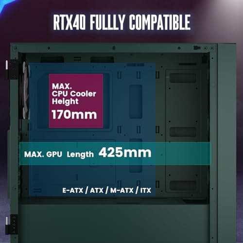 Vetroo AL800 ATX Mid Tower Green Tempered Glass Side Panel image