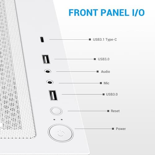 SAMA V40 ATX Mid Tower White with Tempered Glass Side Panel and USB 3.2 Gen 2 Type-C, USB 3.2 Gen 1 Type-A image