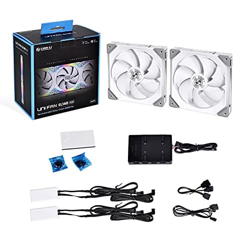 Lian Li Uni Fan SL 140mm White Addressable RGB PWM 70.5 CFM 2-Pack image