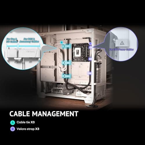 Antec FLUX PRO ATX Full Tower White / Brown Tempered Glass Side Panel, USB 3.2 Gen 2 Type-C, USB 3.2 Gen 1 Type-A image