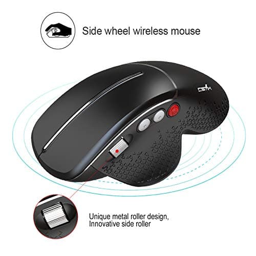 2.4G Wireless Right-Handed Vertical Mouse, Side Scrolling and Ergonomic Design Reducing Wrist Pain, 4 Adjustable DPI 800/1600/2400/3600, Next/Previous Page Buttons for Laptop, Desktop, PC (Black) image