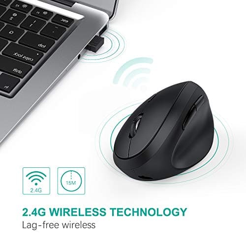 Ergonomic Wireless Mouse, Jelly Comb Rechargeable 2.4GHz Wireless Ergonomic Vertical Mouse Optical Mice with Adjustable DPI 1000/1600/2400 - MV09F image