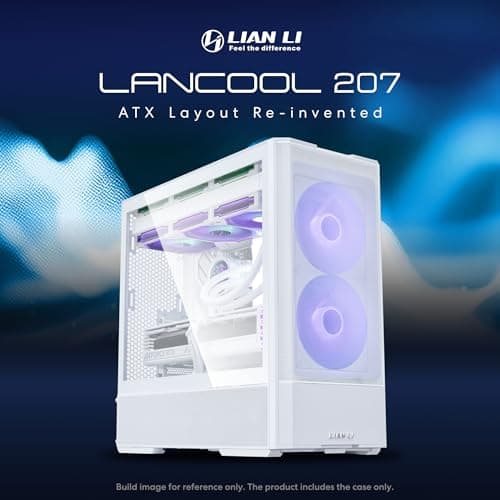 Lian Li Lancool 207 ATX Mid Tower White with Tempered Glass Side Panel and USB 3.2 Gen 2 Type-C, USB 3.2 Gen 1 Type-A image