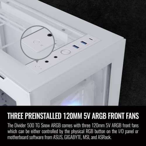 Thermaltake Divider 500 ATX Mid Tower Snow Tempered Glass ARGB image