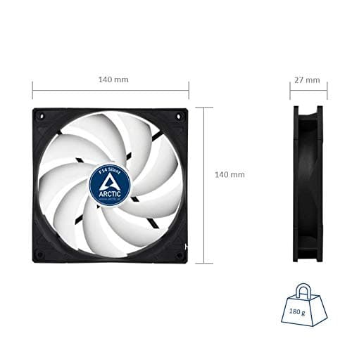 ARCTIC F14 SILENT-140 mm Standard Case Fan, Ultra Low Noise Cooler, Silent Cooler with Standard Case, Push- or Pull Configuration Possible image