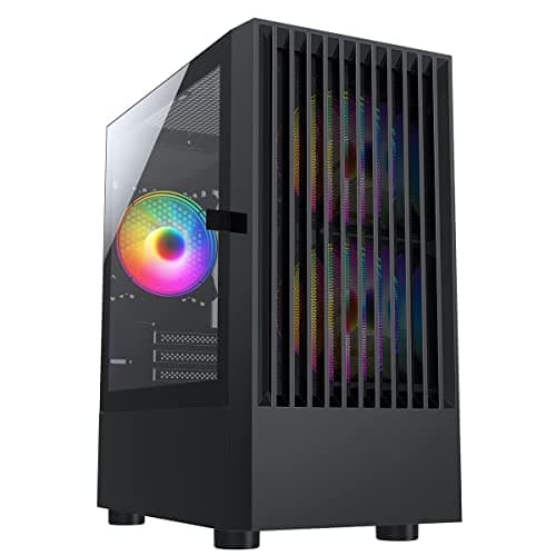 CiT Slammer Micro ATX Mid Tower Black with Tempered Glass Side Panel and USB 3.2 Gen 1 Type-A, USB 2.0 Type-A image