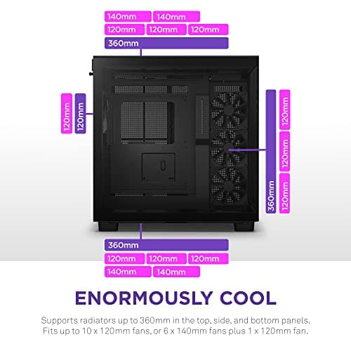 NZXT H9 Flow ATX Mid Tower Black Tempered Glass Side Panel with USB 3.2 Gen 2x2 Type-C and USB 3.2 Gen 1 Type-A image