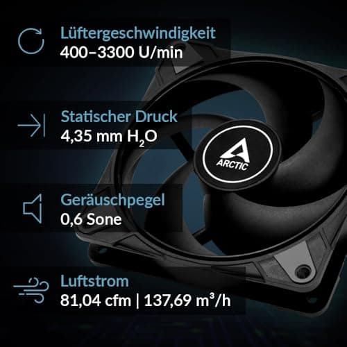 ARCTIC P12 Max 120mm Black PWM 81.04 CFM 5-Pack image
