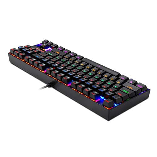 Redragon K552 Mechanical Gaming Keyboard, RGB Rainbow Backlit, 87 Keys, Tenkeyless, Compact Steel Construction with Cherry MX Blue Switches for Windows PC Gamer (Black) image