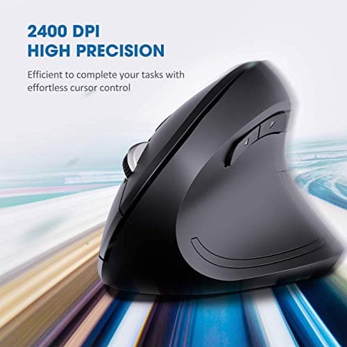 VicTsing Ergonomic Mouse, 2019 Upgraded Vertical Wireless Mouse 2.4G Optical Mouse-Reduce Wrist Pain , 6 Buttons 4 Adjustable DPI 1000/1600/2000/2400 Levels, Better Performance for PC, Desktop, Laptop image