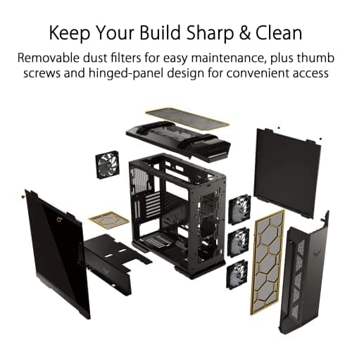 Asus TUF Gaming GT501 Demon Slayer Edition ATX Mid Tower Yellow / Black Tempered Glass Side Panel, USB 3.2 Gen 1 Type-A image