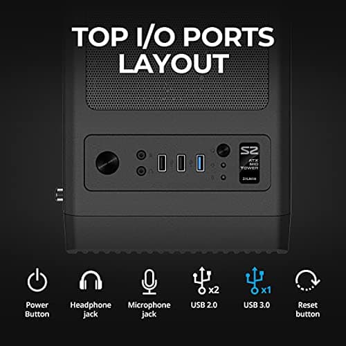 Zalman S2 ATX Mid Tower Black with Acrylic Side Panel and USB 3.2 Gen 1 Type-A, USB 2.0 Type-A image