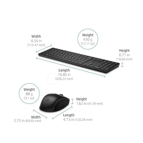 HP 650 Wired/Wireless Standard Keyboard With Optical Mouse image