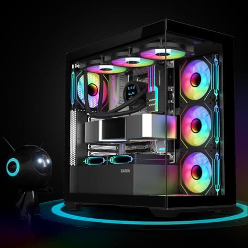 SAMA SV01 ATX Mid Tower Black Tempered Glass Side Panel, USB 3.2 Gen 2 Type-C USB 3.2 Gen 1 Type-A image