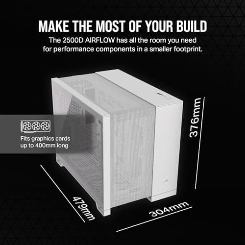 Corsair 2500D Airflow Micro ATX Mini Tower White Tempered Glass Side Panel image