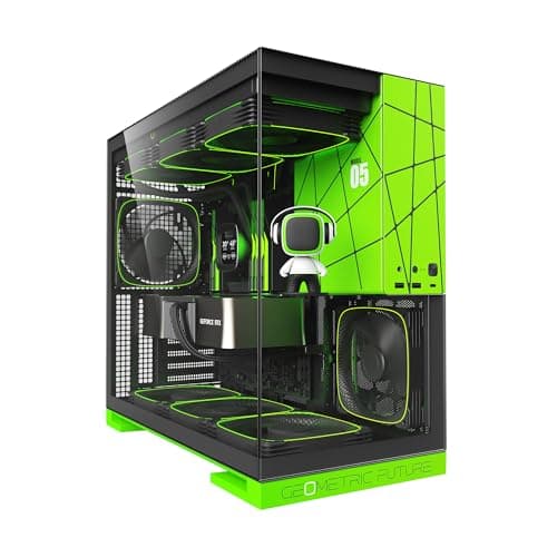 Geometric Future Model 5 ATX Mid Tower Black / Green Tempered Glass Side Panel image
