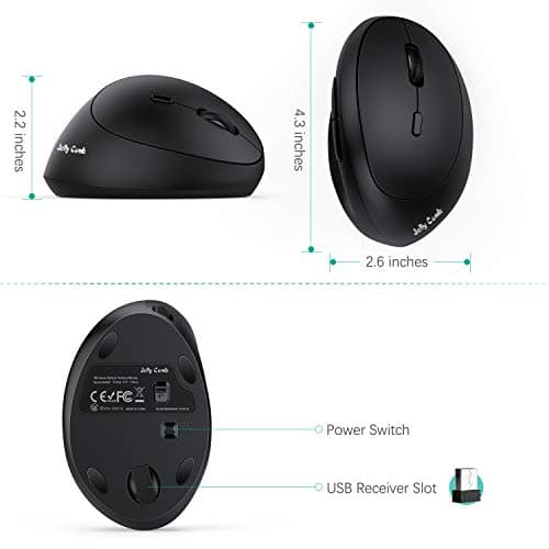 Ergonomic Wireless Mouse, Jelly Comb Rechargeable 2.4GHz Wireless Ergonomic Vertical Mouse Optical Mice with Adjustable DPI 1000/1600/2400 - MV09F image