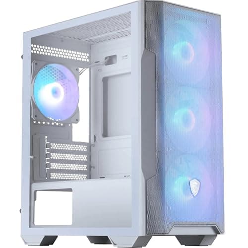 MSI MAG FORGE M100R Micro ATX Mini Tower White with Tempered Glass Side Panel, USB 3.2 Gen 1 Type-A, and USB 2.0 Type-A main image