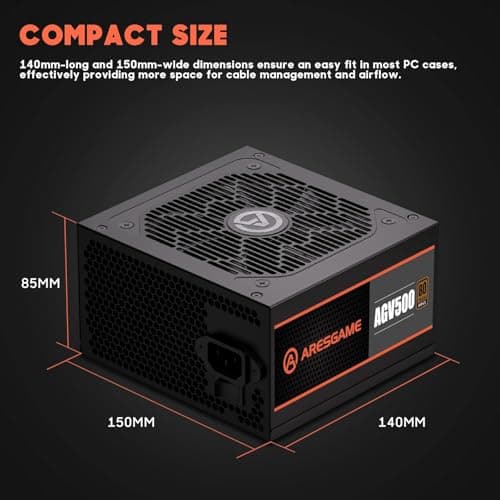 ARESGAME AGV Black ATX 500W Non-Modular 80+ Bronze Certified image