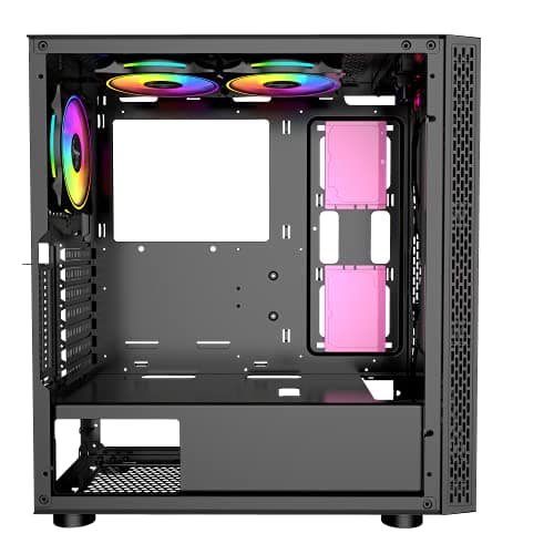 BGears b-BlackWidow-RGB ATX Mid Tower Black with Tinted Tempered Glass Side Panel and Front Panel USB 3.2 Gen 1 Type-A, USB 2.0 Type-A image