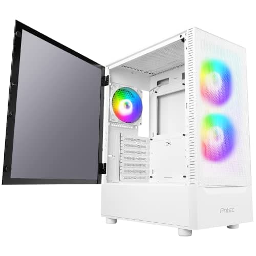 Antec NX410 ATX Mid Tower White with Tempered Glass Side Panel and USB 3.2 Gen 1 Type-A, USB 2.0 Type-A image