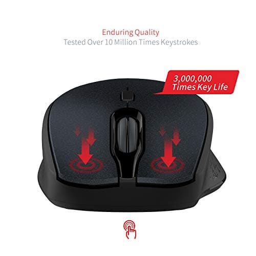 Havit 2.4G Wireless Mouse 2000DPI Optical Mini Portable Mobile with USB Receiver, 3 Adjustable DPI Levels, 4 Buttons for Notebook, PC, Laptop, Computer, MacBook (Black) image