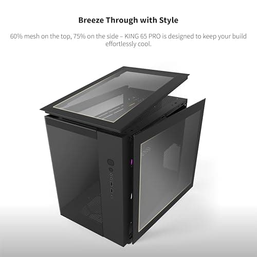 Montech KING 65 PRO ATX Mid Tower Black with Tempered Glass Side Panel and USB 3.2 Gen 2 Type-C, USB 3.2 Gen 1 Type-A image