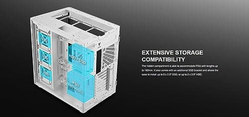 GAMDIAS NESO P1 ATX Full Tower White with Tempered Glass Side Panel and Front Panel: USB 3.2 Gen 2 Type-C, USB 3.2 Gen 1 Type-A image