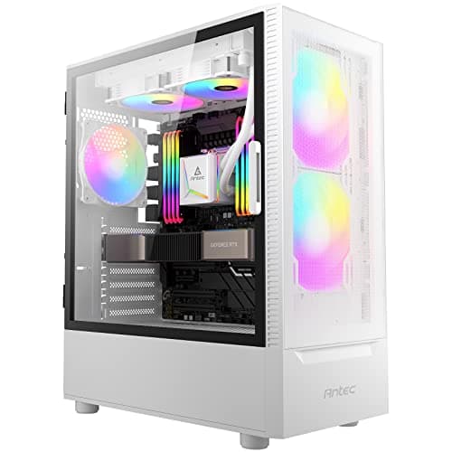 Antec NX410 ATX Mid Tower White with Tempered Glass Side Panel and USB 3.2 Gen 1 Type-A, USB 2.0 Type-A image