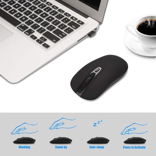 Wireless Computer Mouse, Cimetech Slim Cordless Mouse for Laptop Ergonomic Optical with Nano Receiver USB Mouse for Laptop, Deskbtop, MacBook (BAT Black) image