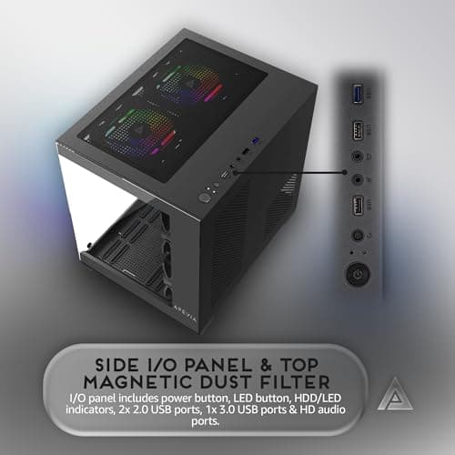 Apevia PRISM Micro ATX Mid Tower Black with Tempered Glass Side Panel and USB 3.2 Gen 1 Type-A, USB 2.0 Type-A image