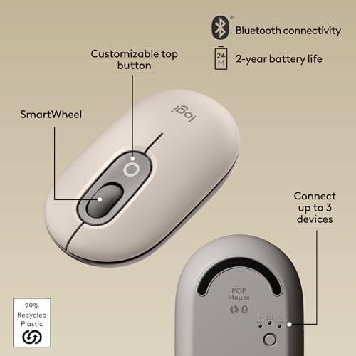 Logitech POP Mist Gray Wireless Bluetooth Optical Mouse image