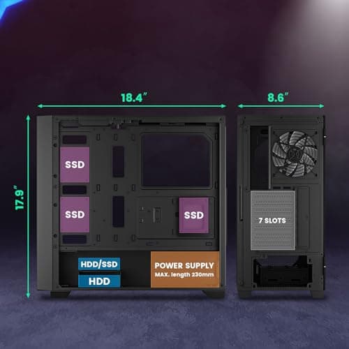 Vetroo AL800 ATX Mid Tower Black Tempered Glass Side Panel image