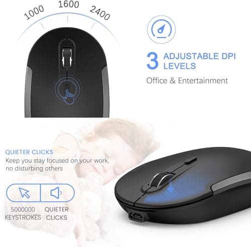 Wireless Keyboard and Mouse, Vssoplor 2.4GHz Rechargeable Compact Quiet Full-Size Keyboard and Mouse Combo with Nano USB Receiver for Windows, Laptop, PC, Notebook-Dark Gray image