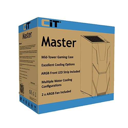 CiT Master ATX Mid Tower Black Tempered Glass Side Panel, USB 3.2 Gen 1 & USB 2.0 Front USB image