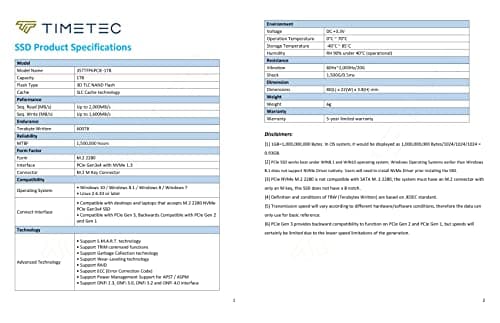 Timetec 35TTFP6PCIE 1TB SSD M.2 NVMe image