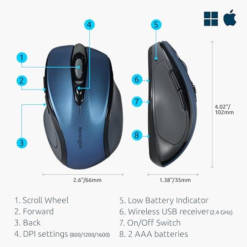 Kensington Pro Fit Mid-Size Wireless Optical Mouse image