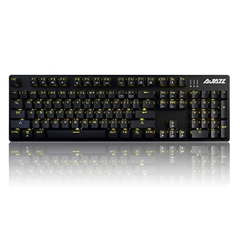 Ajazz AK50 Mechanical Keyboard with Brown Switches, 104 Standard Keys Classic Layout, Anti-Ghosting Professional Gaming Keyboard, Yellow LED Backlit, Black main image