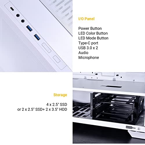 Lian Li LANCOOL 205 Mesh C ATX Mid Tower White Tempered Glass Side Panel with USB 3.2 Gen 2 Type-C and USB 3.2 Gen 1 Type-A image