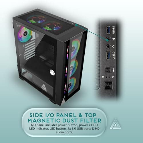Apevia Destiny Pro ATX Mid Tower Black with Tempered Glass Side Panel and USB 3.2 Gen 1 Type-A image