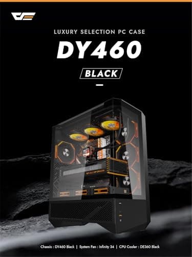 darkFlash DY460 ATX PC Case BLACK 4× ARGB PWM Fans Included image