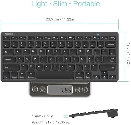 Arteck Ultra-Slim Bluetooth Keyboard Compatible with iPad 10.2-inch/iPad Air/iPad 9.7-inch/iPad Pro/iPad Mini, iPhone and Other Bluetooth Enabled Devices Including iOS, Android, Windows, Black image