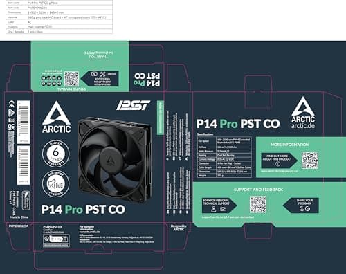 ARCTIC P14 Pro 140mm PWM PST CO 110 CFM Black 1-Pack image