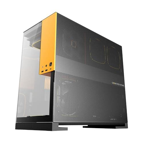 Geometric Future Model 5 ATX Mid Tower Black / Yellow Tempered Glass Side Panel, USB 3.2 Gen 2x2 Type-C, USB 3.2 Gen 1 Type-A image