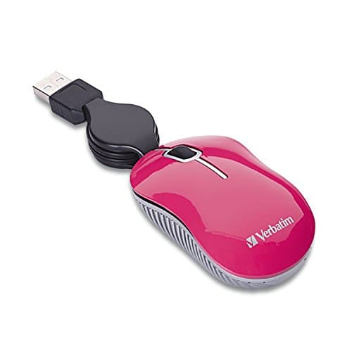 Verbatim 98618 Mini Travel Commuter Pink Wired Optical Mouse image