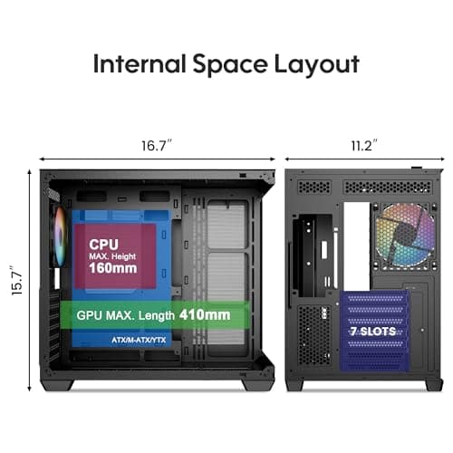 Vetroo AL900 ATX Mid Tower Black Tempered Glass Side Panel USB 3.2 Gen 1 Type-A USB 2.0 Type-A image