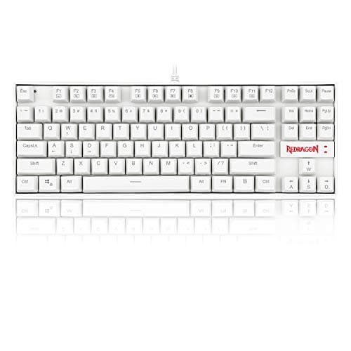 Redragon K552-N Mechanical Gaming Keyboard, 87 Keys, Tenkeyless, Compact Steel Construction with Cherry MX Blue Switches for Windows PC Gamer (No Backlight - White) image