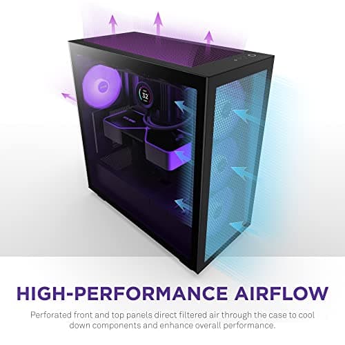 NZXT H7 Flow RGB (2023) ATX Mid Tower Black Tempered Glass Side Panel, USB 3.2 Gen 2x2 Type-C, USB 3.2 Gen 1 Type-A image