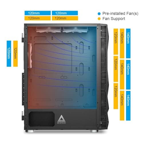 Montech X3 Mesh ATX Mid Tower Black with Mesh, Tempered Glass Side Panel, and USB 3.2 Gen 1 Type-A, USB 2.0 Type-A image